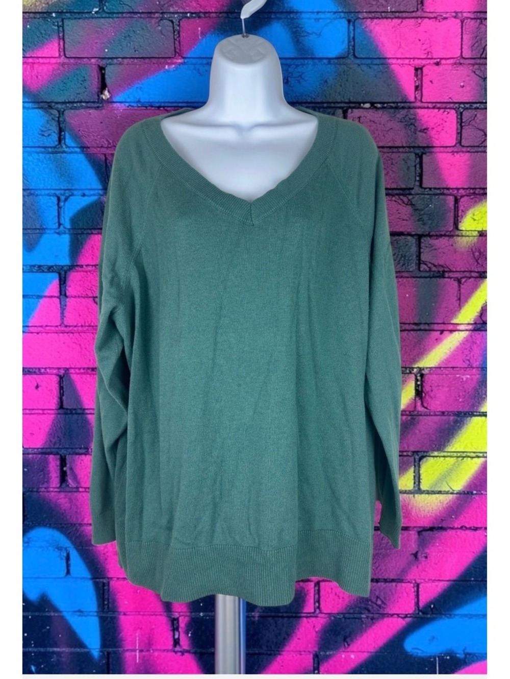 Lucky Brand XL Teal V Neck Sweater Women’s Lightweight Knit Pullover Relaxed Fit